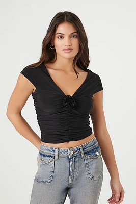 Ruched Floral Crop Top