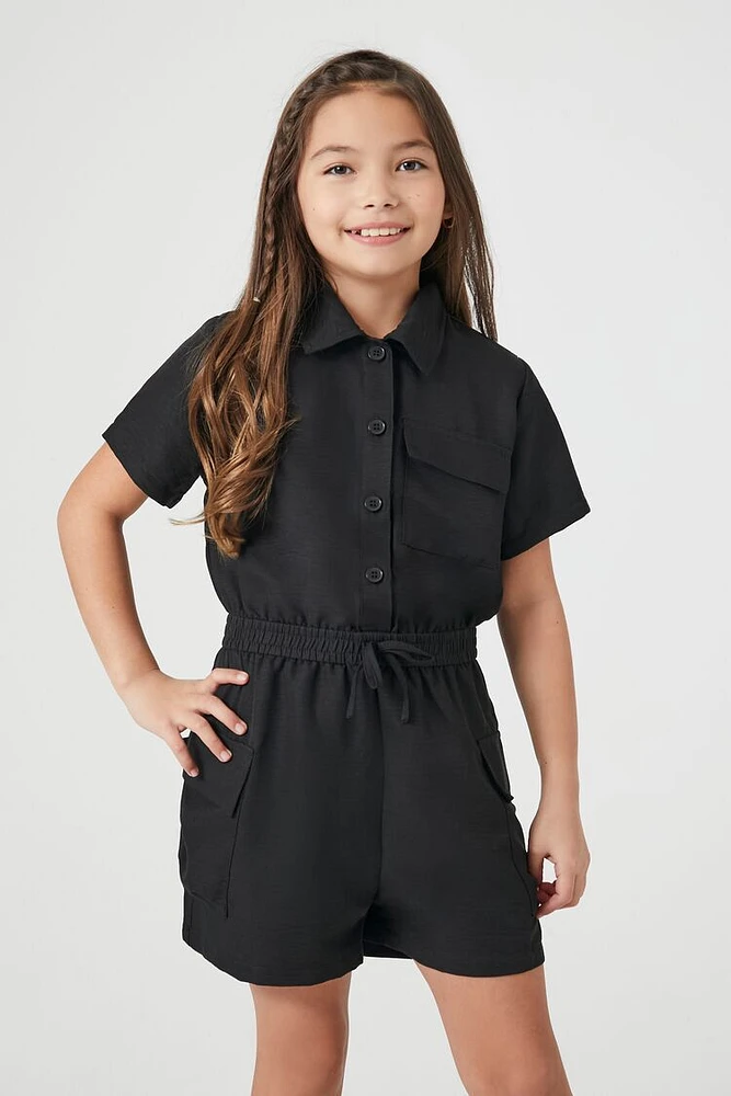 Girls Button-Front Cargo Romper (Kids)