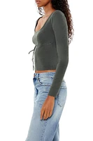 Sweater-Knit Bow Crop Top