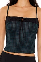 Plaid Tie-Front Cropped Cami