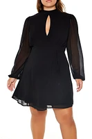 Plus Chiffon Mini Wrap Dress