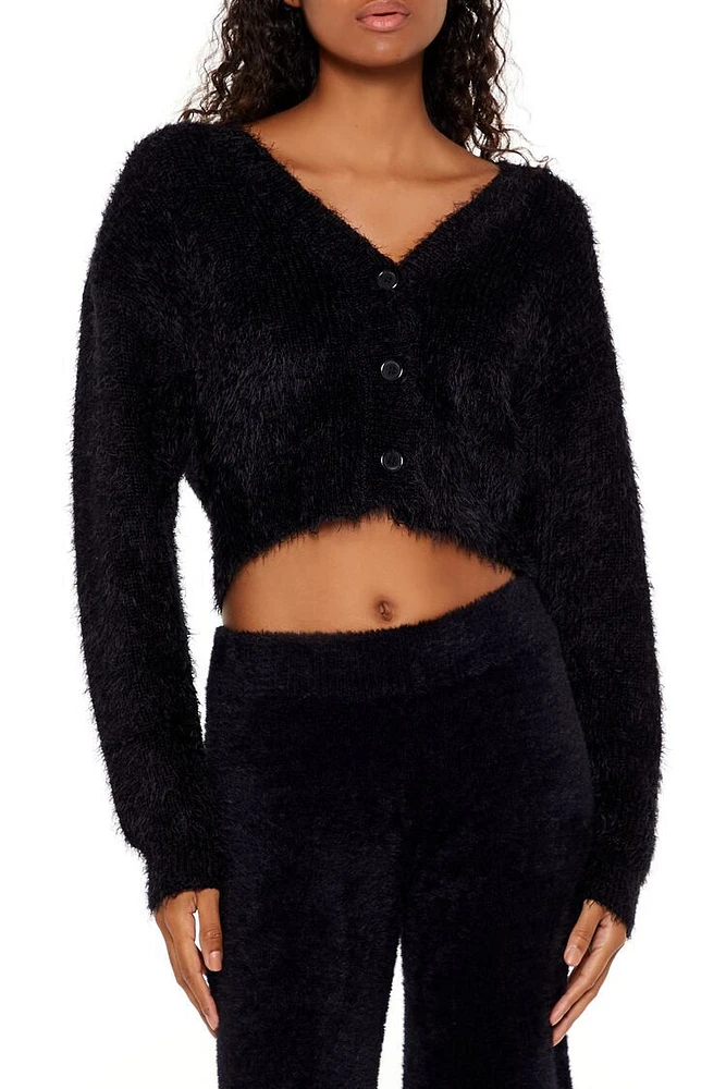 Fuzzy Knit Cardigan Sweater