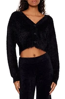 Fuzzy Knit Cardigan Sweater