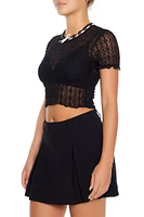 Sheer Lace Bow Crop Top