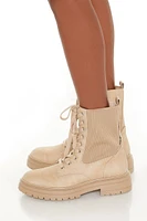 Faux Suede Combat Booties