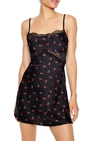 Cherry Print Lingerie Slip Dress