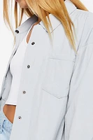Dolphin-Hem Buttoned Shacket