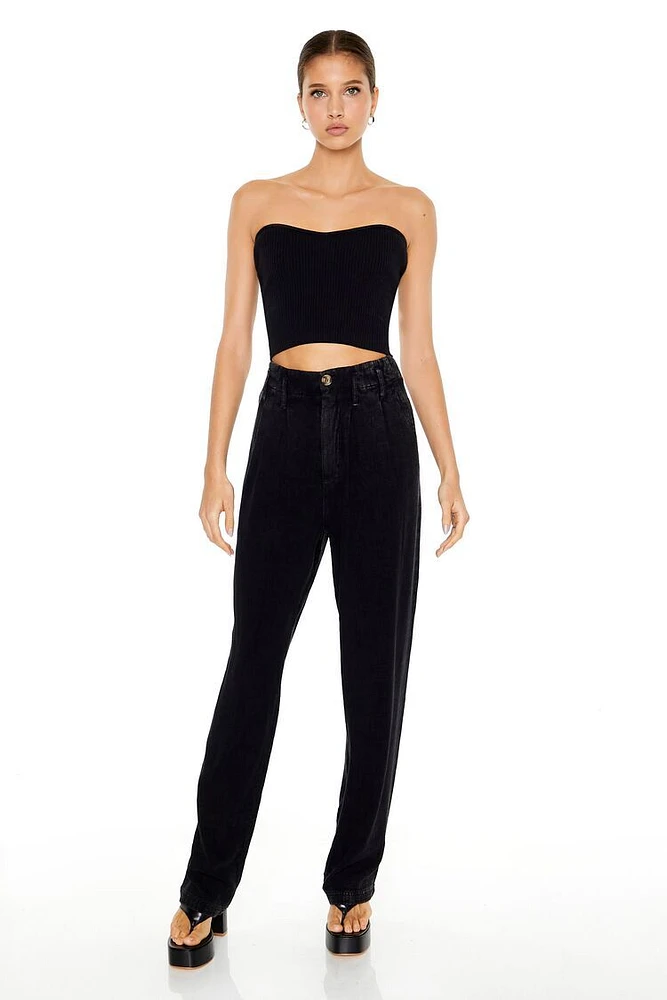 High-Rise Straight Trouser Pants