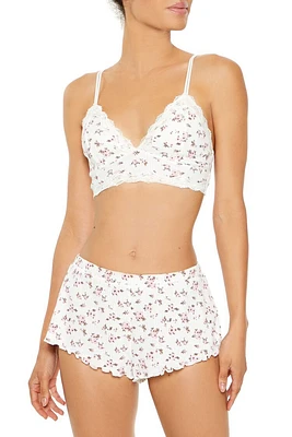 Lace-Trim Floral Longline Bralette