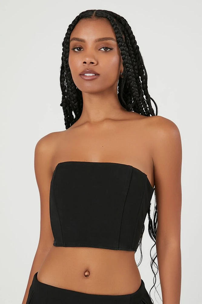 Cropped Lace-Up Tube Top