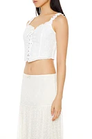Lace-Up Eyelet Bustier Crop Top