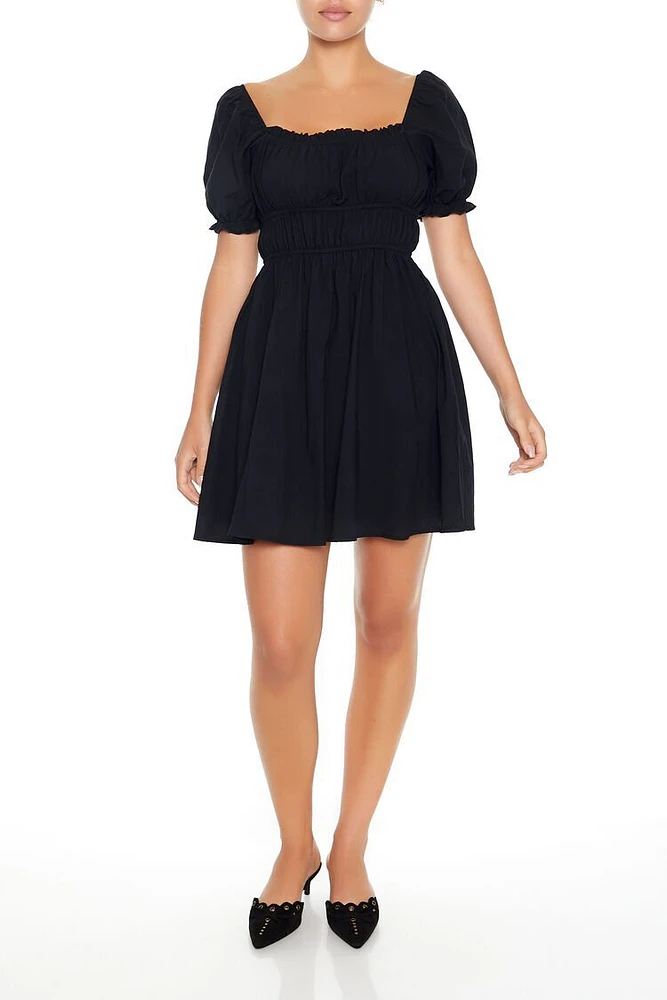 Ruffle Puff-Sleeve Mini Dress