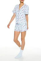 Cherry Print Shirt & Shorts Pajama Set