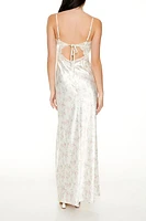 Lace-Trim Floral Maxi Dress