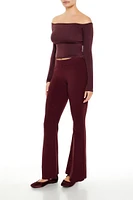Sweater-Knit Mid-Rise Flare Pants