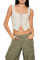 Plaid Lace-Up Corset Crop Top