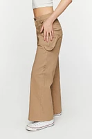 Twill Wide-Leg Utility Pants