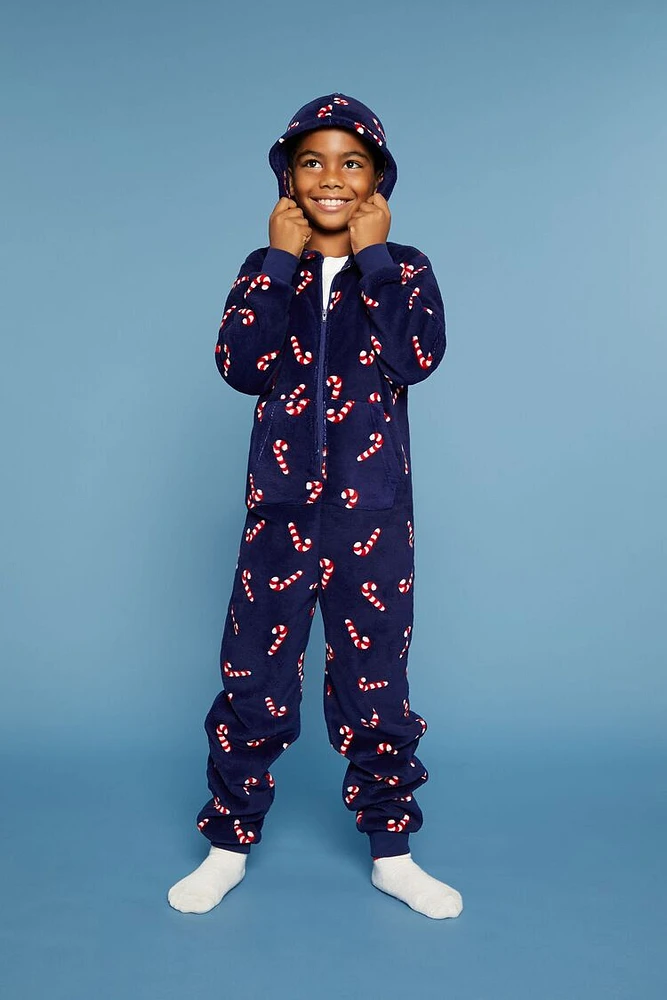 Kids Candy Cane Pajama Jumpsuit (Girls + Boys)