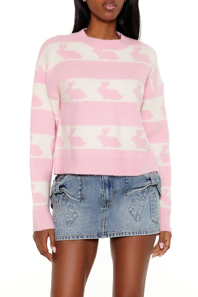 Striped Bunny Print Sweater