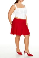 Plus Mesh Bow Mini Skirt