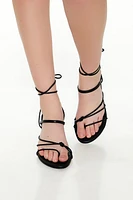 Faux Leather Lace-Up Kitten Heels