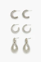 Hoop & Teardrop Drop Earring Set