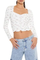 Ruched Floral Print Crop Top