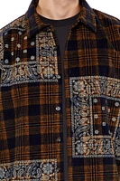 Ornate Plaid Button-Front Shirt