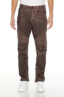 Oil Wash Moto Skinny Jeans