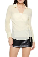 Sheer Tie-Waist Wrap Top