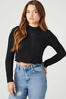 Cropped Open-Knit Sweater