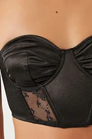 Satin Strapless Mesh Corset Bra