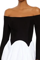 Off-the-Shoulder Combo Mini Dress