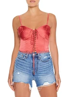 Satin Lace-Up Bustier Cami