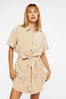 Tie-Waist Mini Shirt Dress