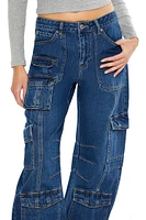 Mid-Rise Wide-Leg Cargo Jeans