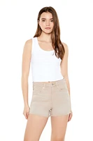 Raw-Cut High-Rise Denim Shorts