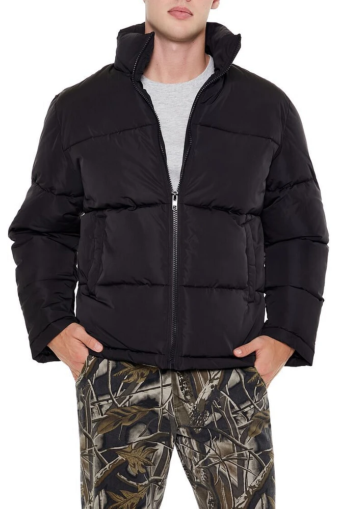 Quilted Funnel-Neck Puffer Jacket