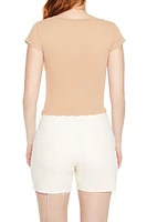 Seamless Ribbon-Trim Cropped Tee