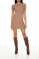 Lace-Up Mini Sweater Dress