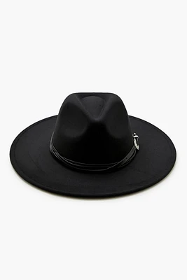 Etched Faux Leather-Trim Fedora