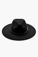 Etched Faux Leather-Trim Fedora