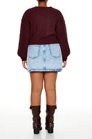 Plus Denim Mini Skirt