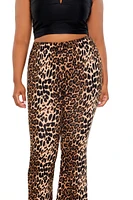 Plus Leopard Print Flare Pants