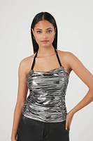 Metallic Ruched Halter Top