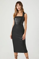 Faux Leather Sleeveless Midi Dress