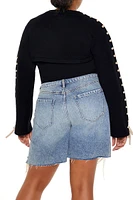 Plus Cropped Tie-Trim Sweater