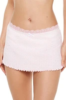 Lace-Trim Striped Lingerie Skirt