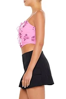 Ruffle Rose Print Cropped Cami