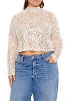 Plus Sequin Lace Top